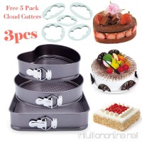 3pcs Premium Nonstick Springform Cake Pan Leakproof Cheesecake Bakeware Pan 9” Heart 10” Round 10.5” Square Shaped Cake Mold for Kitchen Cooking  Carbon Coated Steel Removable Bottom - B07BHDD3KM